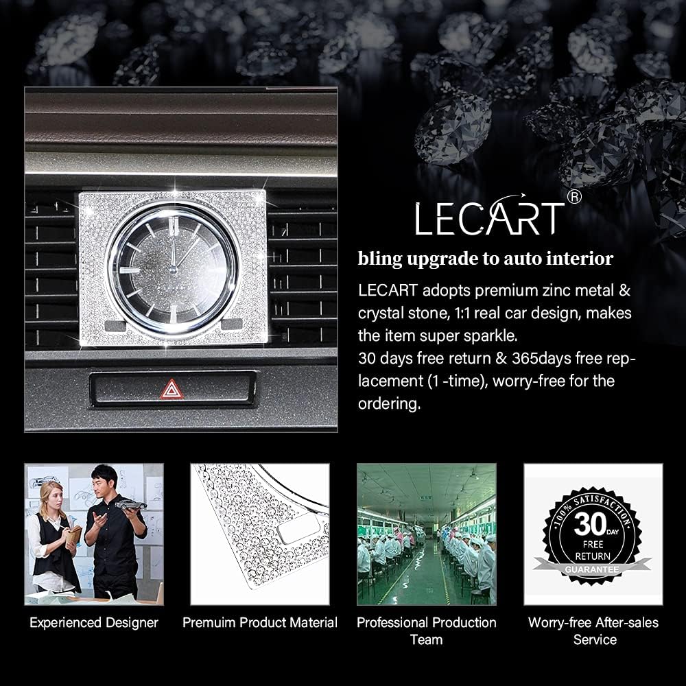 LECART Para Lexus Car Accessories RX 350 450h Hybrid Bling Clock Decor Cover Trim RX Pegatinas Metal Auto Interior Decoraciones para Mujeres Hombres