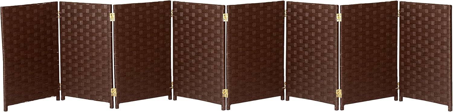 Red Lantern Pantalla plegable de fibra tejida corta de 2 pies – 8 paneles – Dark Mocha
