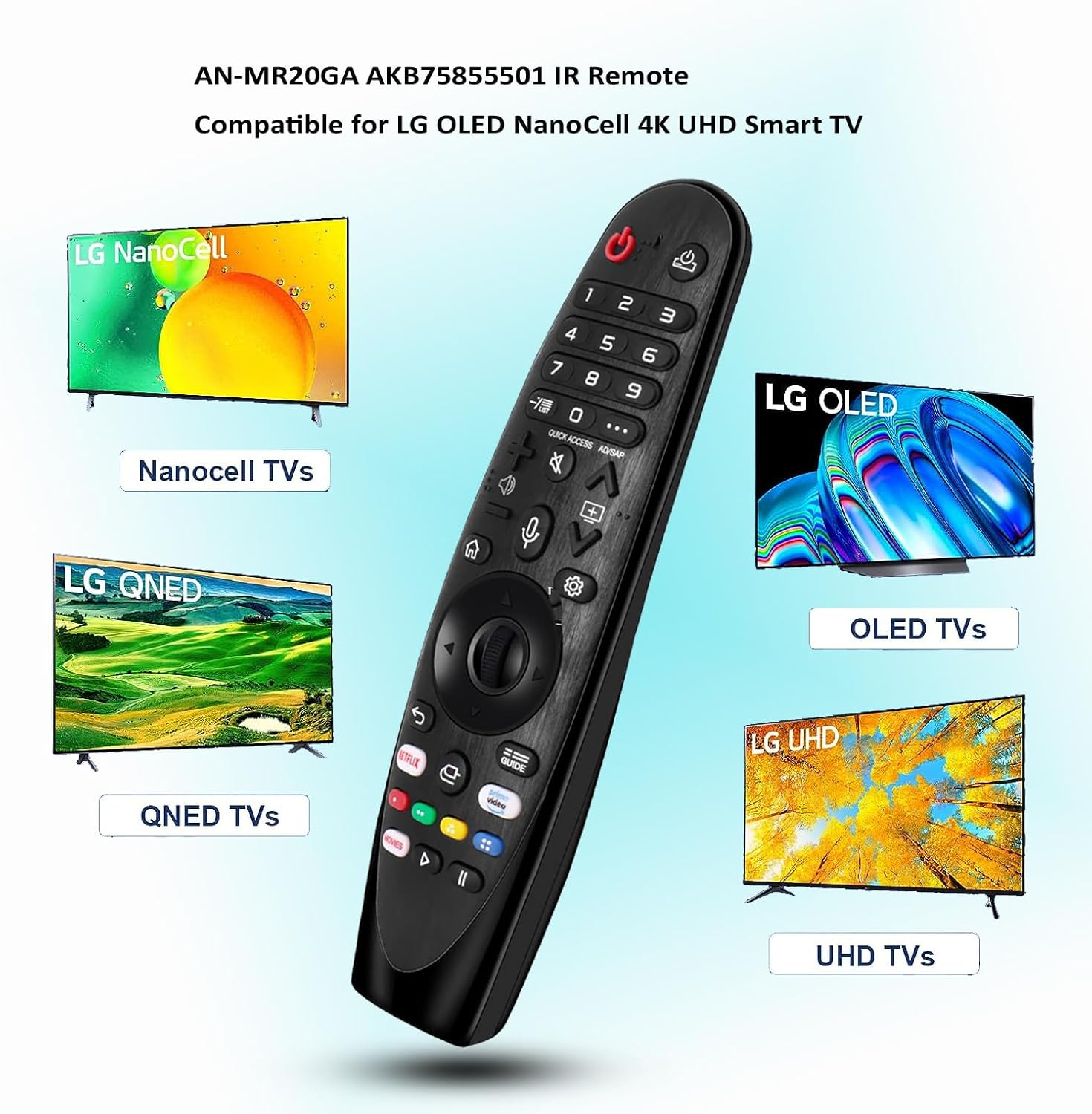 AKB75855501 MR20GA – Mando a distancia de repuesto para LG Smart TV OLED TCX, ZX, WX, GX, BX, NANO90 NANO99 NANO91 NANO85 49NANO85UNA 65UN8500AUJ