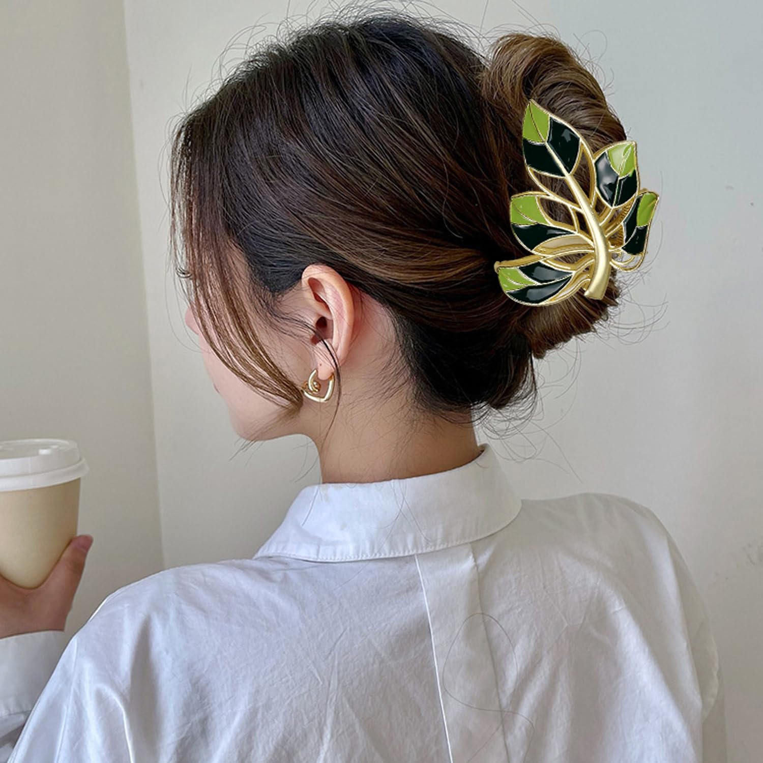 Pinzas para el cabello de Acción de Gracias, pinzas para el cabello de otoño, accesorios para el cabello de otoño, diseño de hojas verdes, pinza de