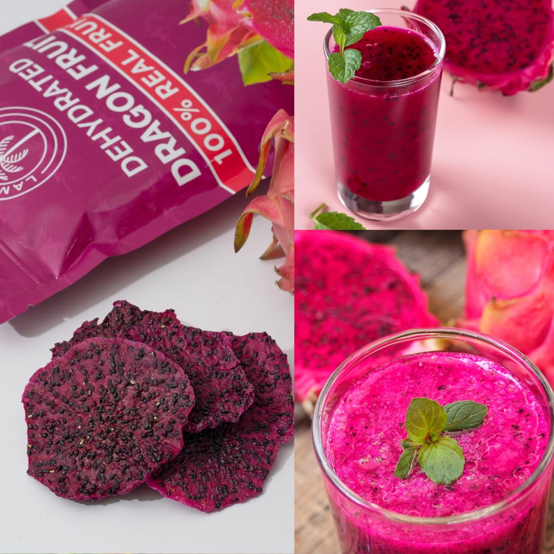 Rebanadas de fruta de dragón seco (2.11 onzas), superalimento  Suave y masticable con semillas crujientes!  Sin azúcar añadido  Saludable  Vegano
