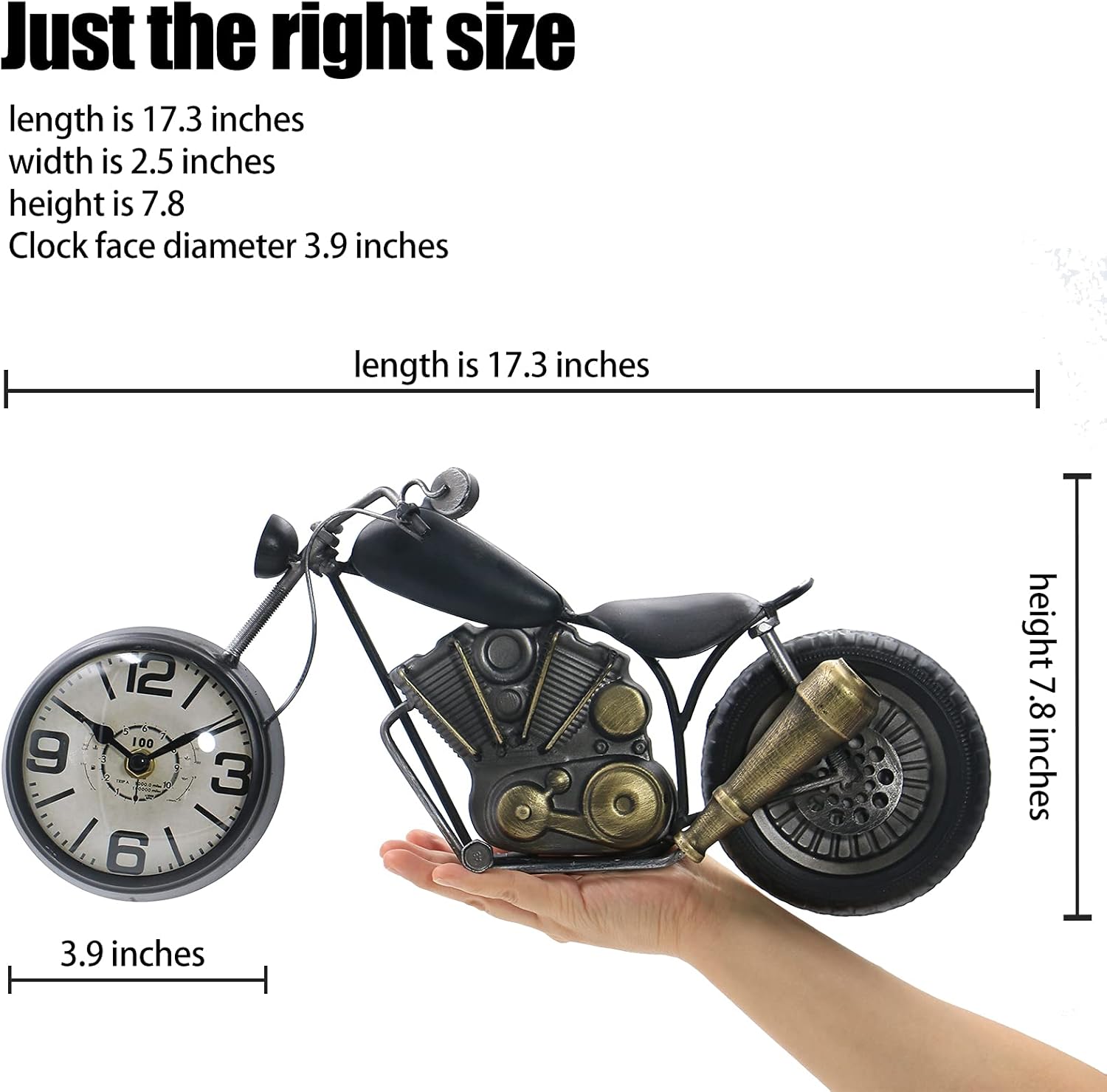 Reloj de escritorio vintage, reloj de mesa, regalos de motocicleta para hombres, decoración rústica de granja, regalos para papá, él, novio,