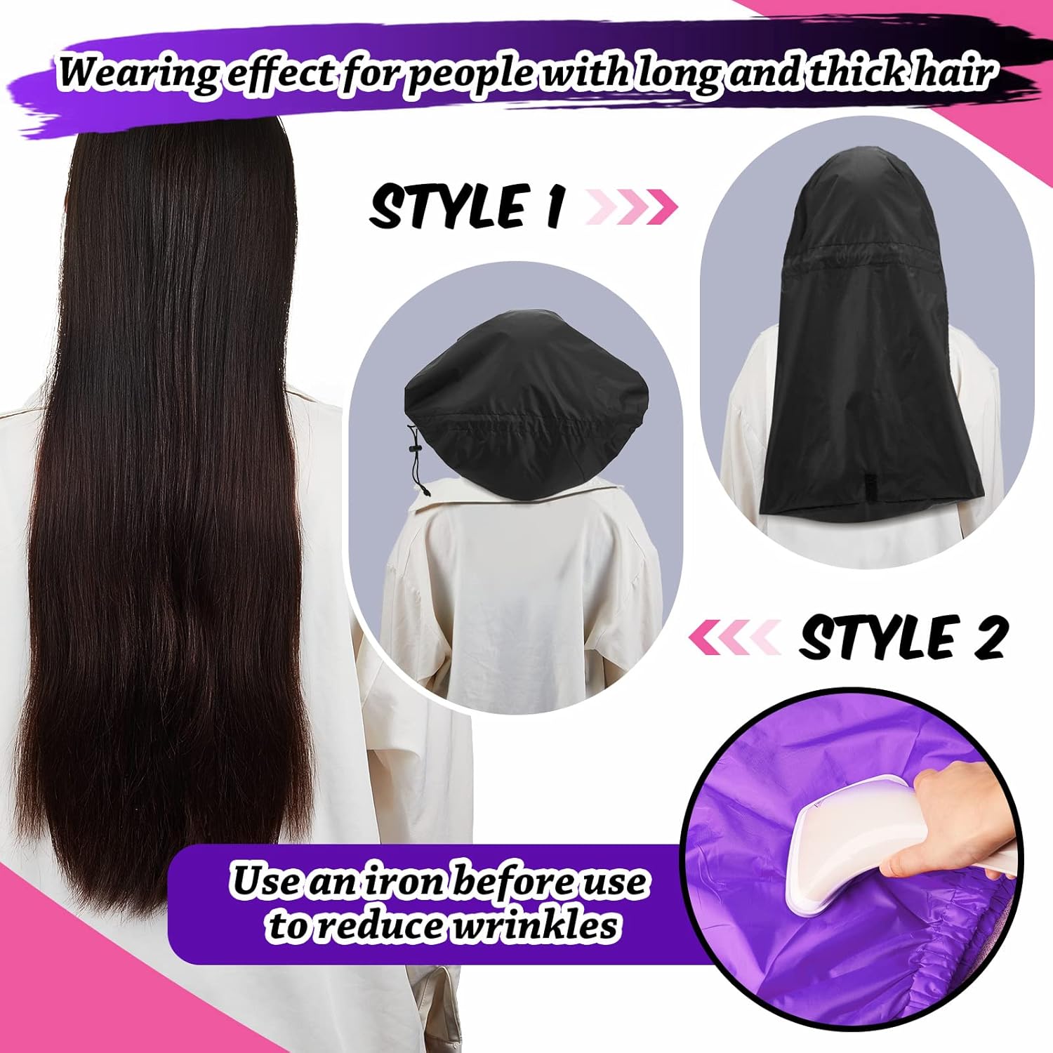 Gorro de ducha trenzado grande, gorro de ducha grande para trenza, ajustable y plegable, gorro de ducha trenzado con lazo de secado, gorro de ducha