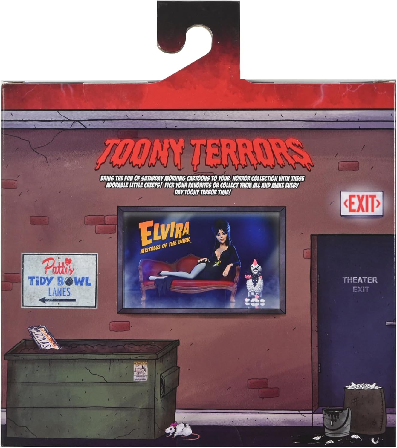 NECA – Juego de figuras de acción de Elvira on Couch (Toony Terrors) de 6 pulgadas en caja