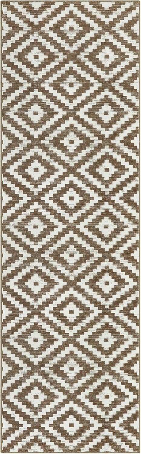 Lahome Alfombra de pasillo geométrica marroquí, alfombra de pasillo de baño de 2 x 8, suave, lavable, antideslizante, impresa, para interiores,