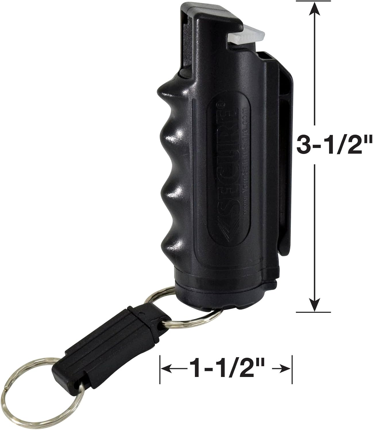 Llavero de gas pimienta 4 en 1 con clip táctico para cinturón para autodefensa, fórmula de grado policial de máxima resistencia, 10% OC, 1% CS, 1%