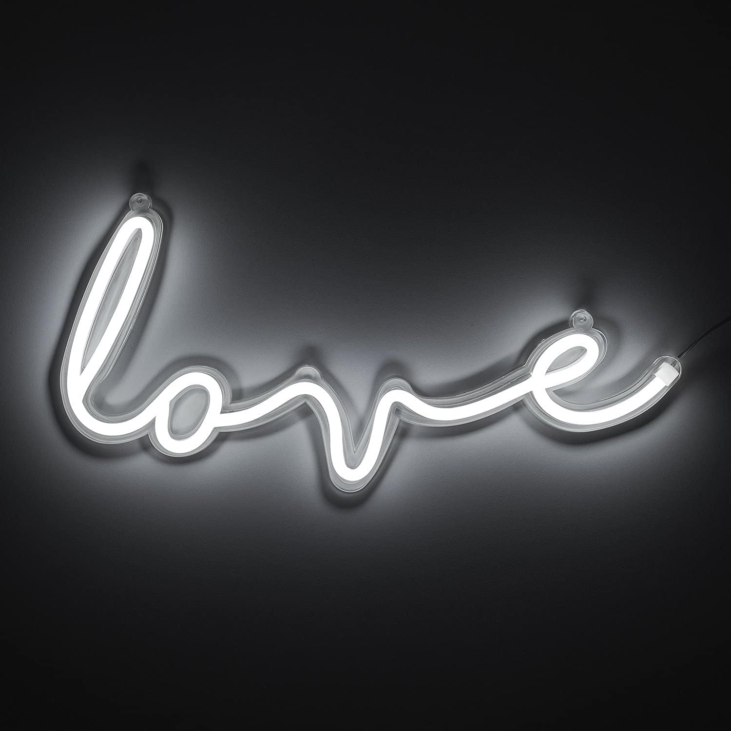Amped & Co – Luz de neón LED de amor, 18 x 9 pulgadas – Decoración de habitación para colgar en la pared, letrero de neón de amor – Letrero LED de