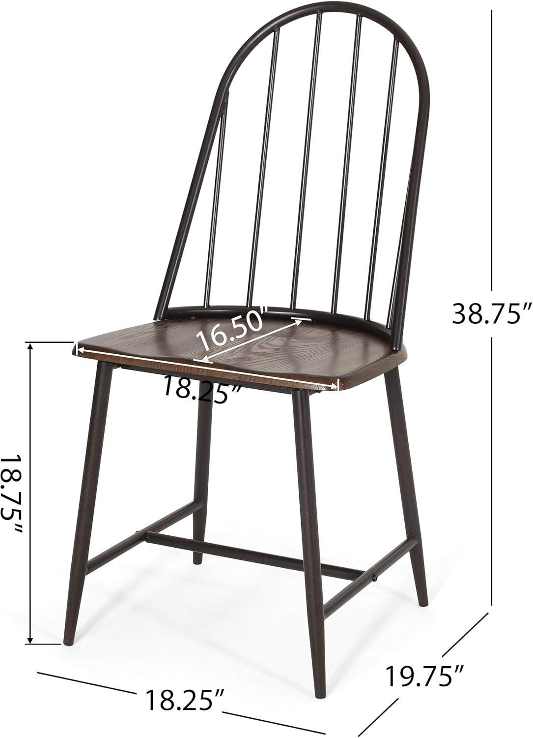 Christopher Knight Home Juego de sillas de comedor Gessling, marrón oscuro + negro + espresso
