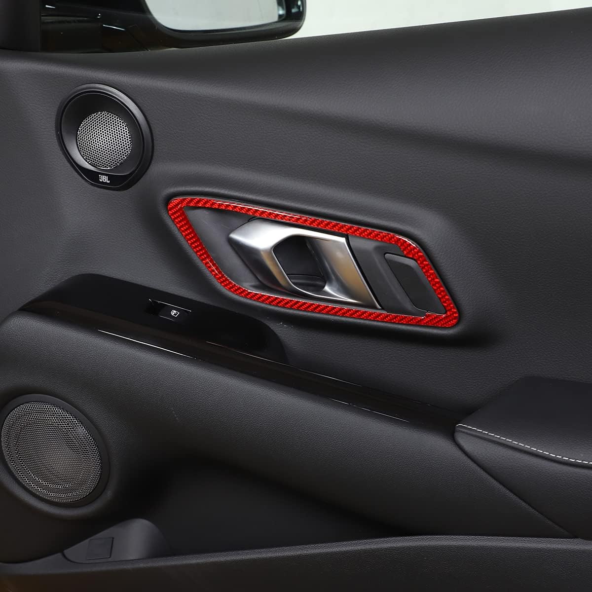 Adhesivo para marco de manija interior de puerta de automóvil, decoración de fibra de carbono suave real, apto para Toyota Supra GR A90 A91 MK5