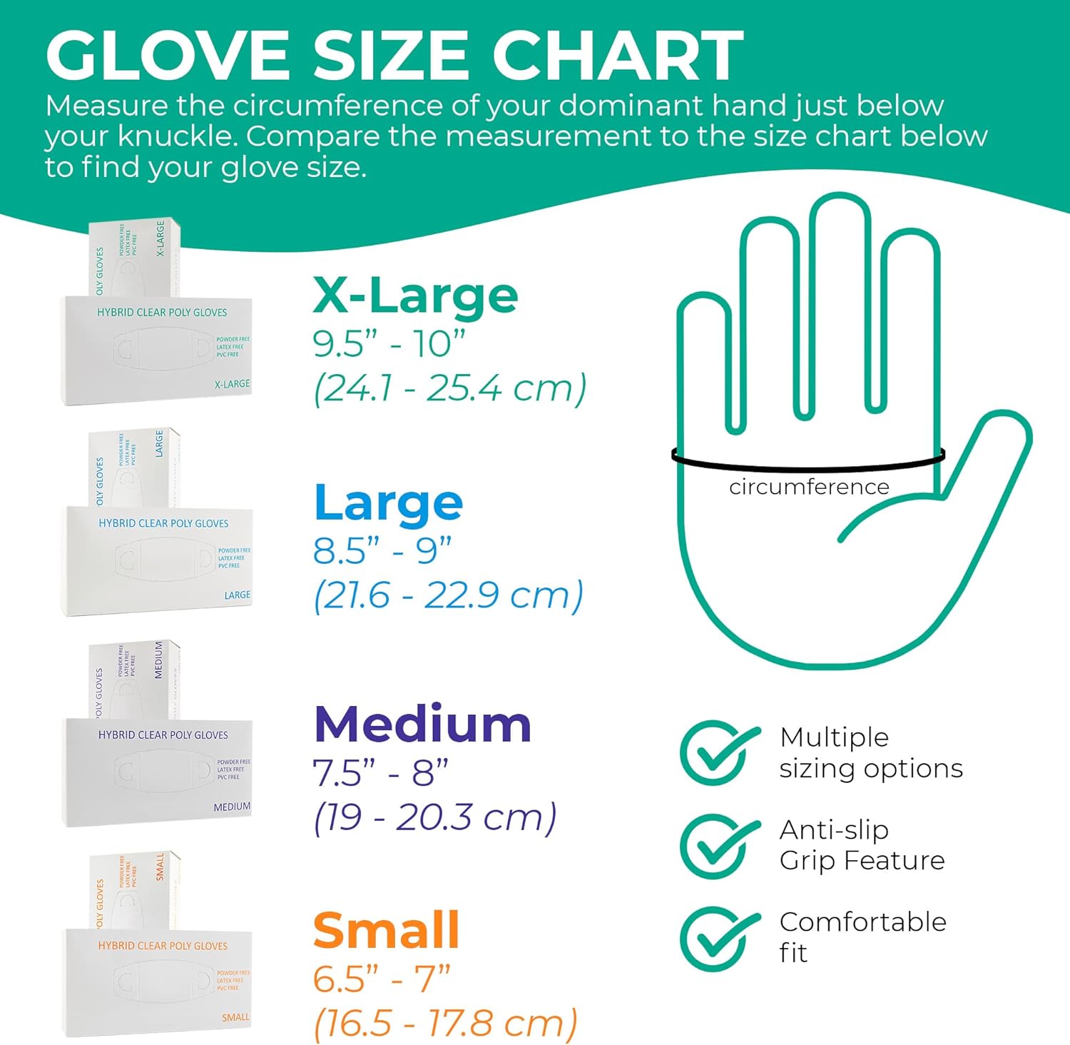 AVAIL Disposable Hybrid Poly Gloves – Latex FreePowder FreePVC Free, Clear Disposable Gloves, Textured for Extra Grip