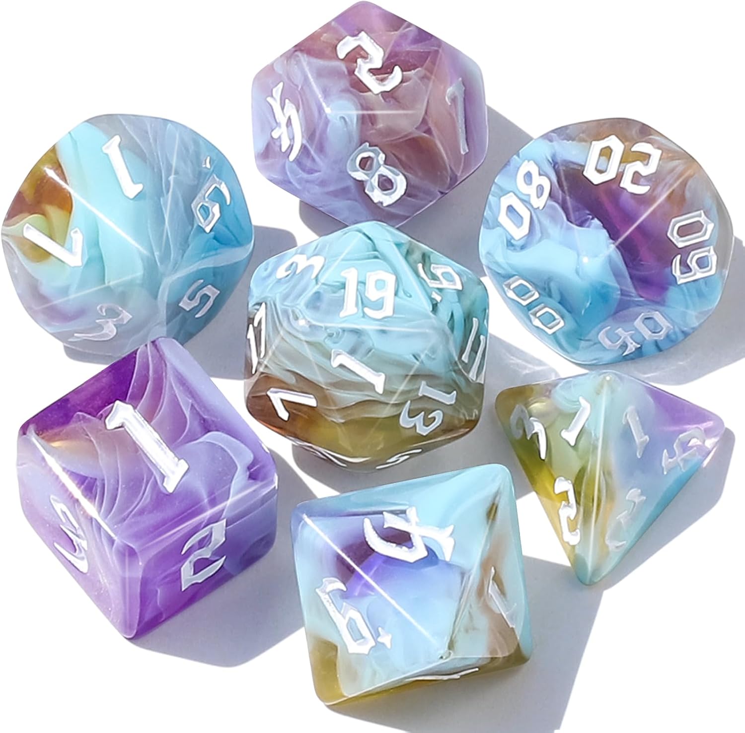 CiaraQ DND – Juego de dados poliédricos con bolsa de dados para juegos de rol de Calabozos y Dragones RPG MTG