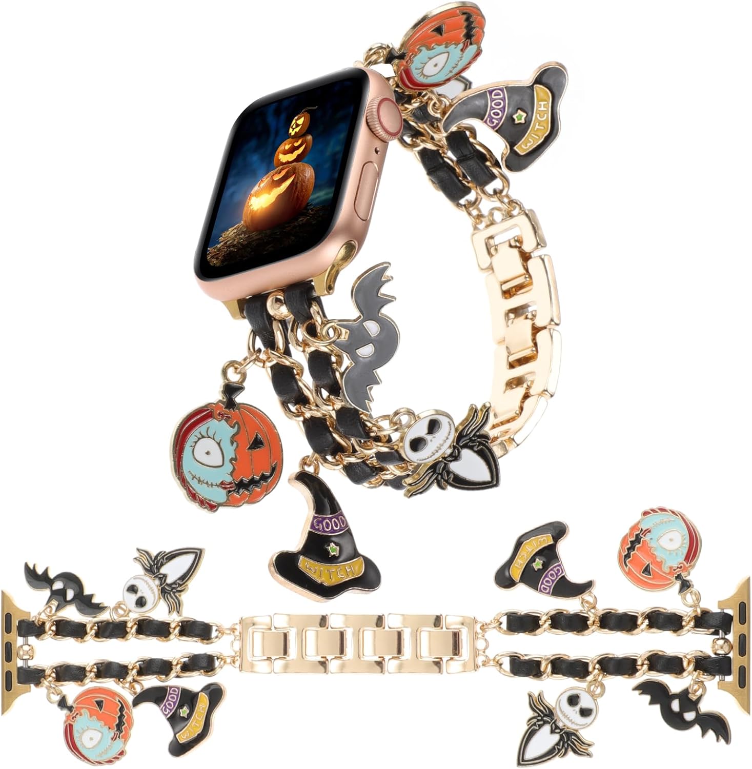 WONMILLE Correa compatible con Apple Watch de 1.732 in 1.772 in 1.929 in 1.654 in 1.496 in 1.575 in 1.614 in mujer elegante diseño de cadena con