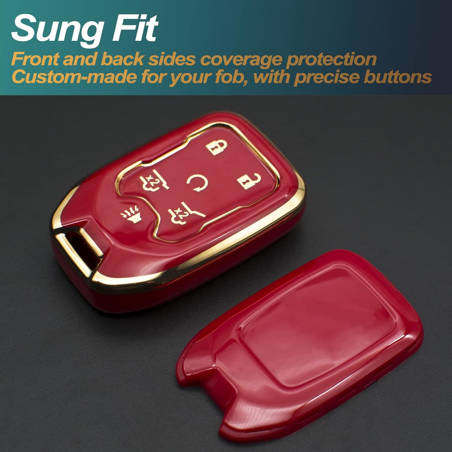 FEYOUN Funda para llavero compatible con Chevy Chevrolet Suburban Tahoe GMC Terrain Yukon Yukon XL Smart 6 botones TPU remoto sin llave, accesorios