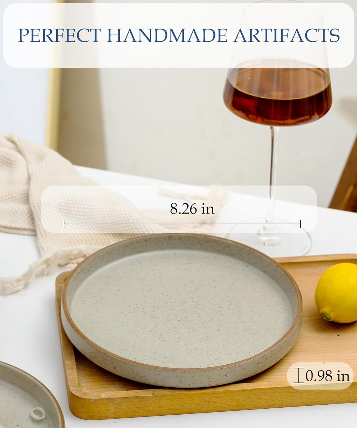 Jantao – Plato de ensalada circular de cerámica hecho a mano, juego de 4 piezas de vajilla esmaltada mate de 8.26 pulgadas, aperitivos de cocina,