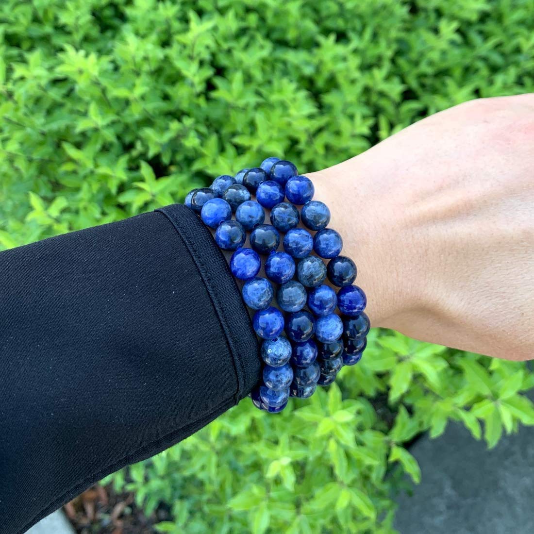 Sodalite Bracelet 8mm Blue White Round Stretch Genuine Gemstone Crystal Healing Handmade Holiday Casual Style