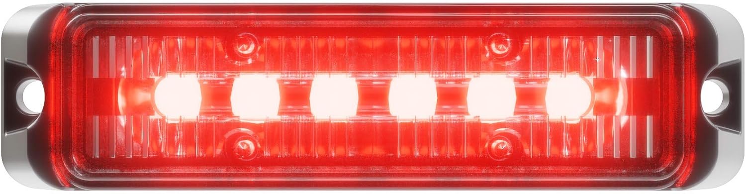 Abrams Flex Series (rojorojo) 18 W – 6 LED bombero POV vehículo de emergencia camión LED parrilla cabeza superficie montaje luz estroboscópica luz