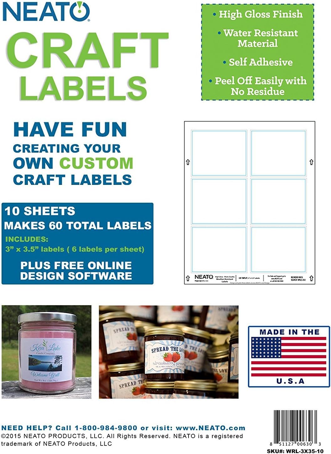 Etiquetas brillantes personalizadas en blanco (3 x 3.5 pulgadas), calcomanías de vinilo impermeables para impresoras de inyección de tinta y láser,