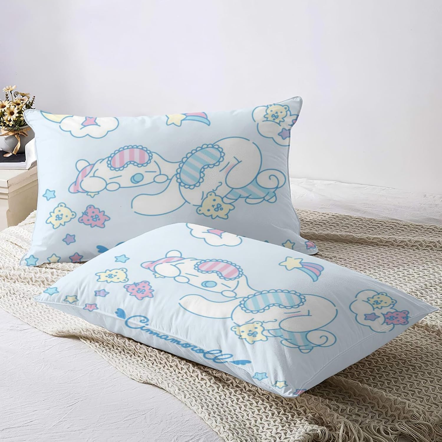 RIDD Juego de funda de edredón de 3 piezas con estampado de cachorro de animé azul, para adolescentes y niñas
