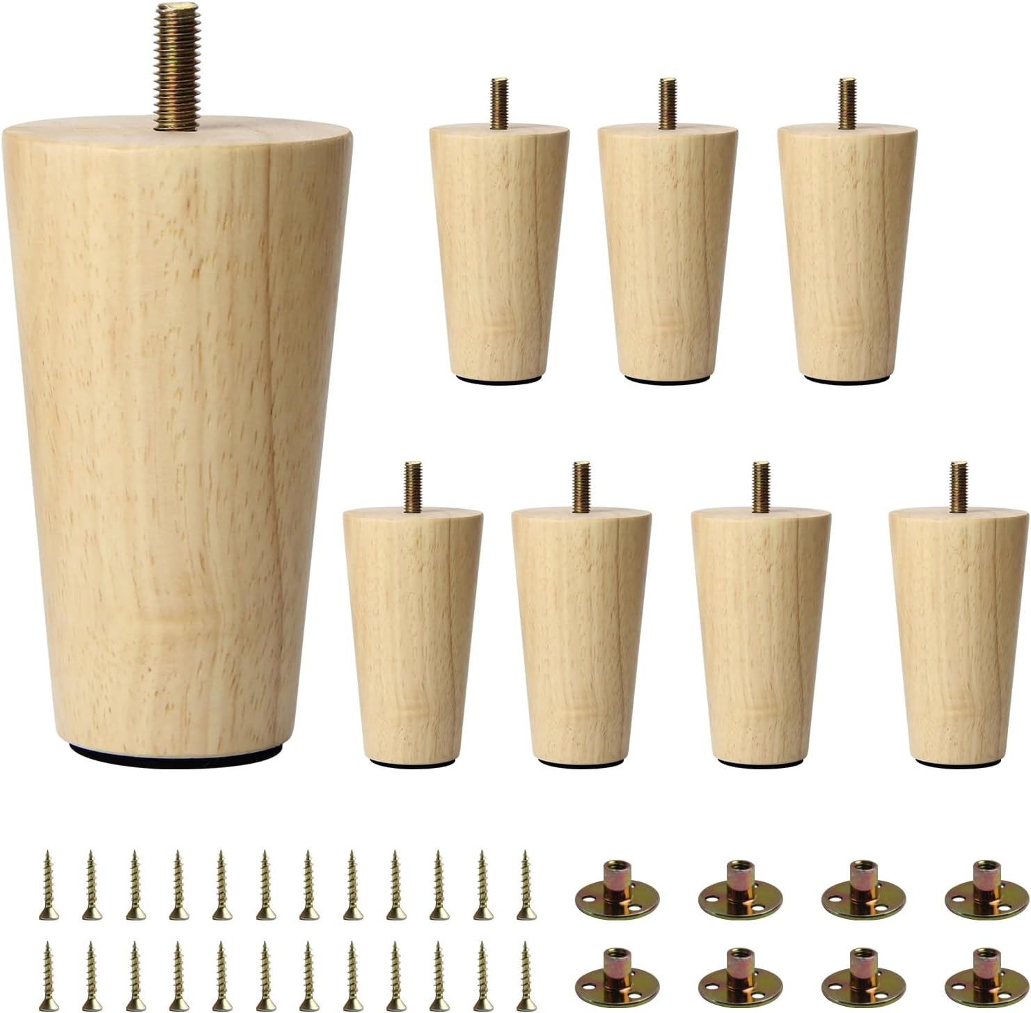 Patas de repuesto de madera maciza de alta calidad para sofá, sillón, silla, otomana, sofá biplaza, café, mesa, armario (incluye accesorios de