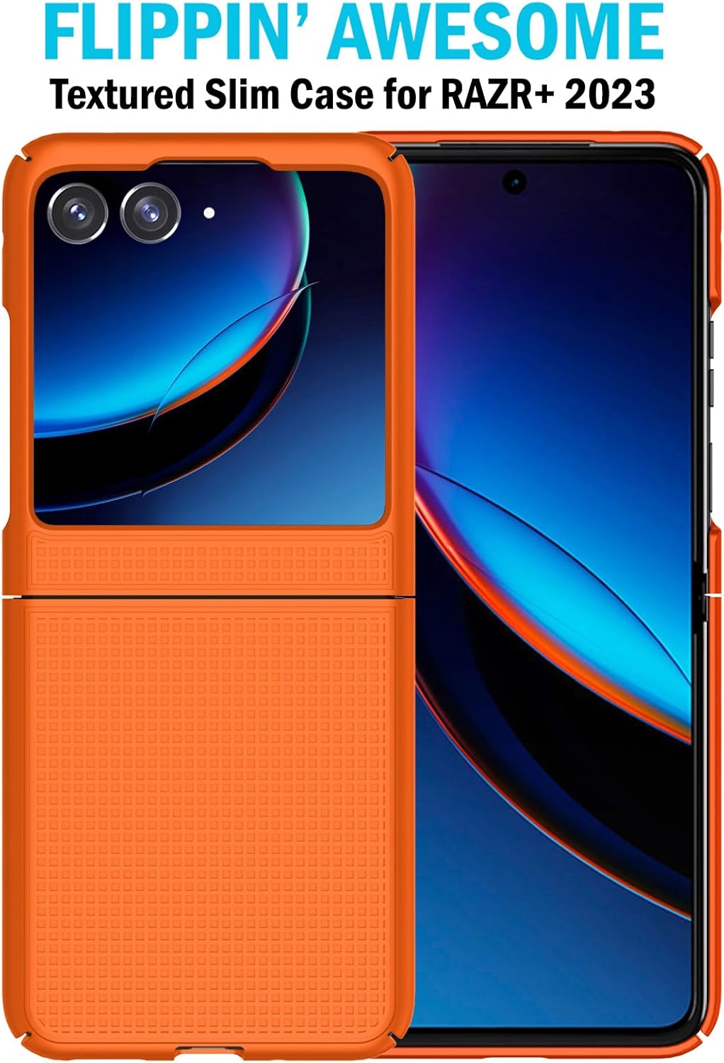 Nakedcellphone – Funda con clip para Motorola RAZR+ 2023, textura de cuadrícula cubierta rígida delgada y rotacióntrinquete Combo de funda de cadera