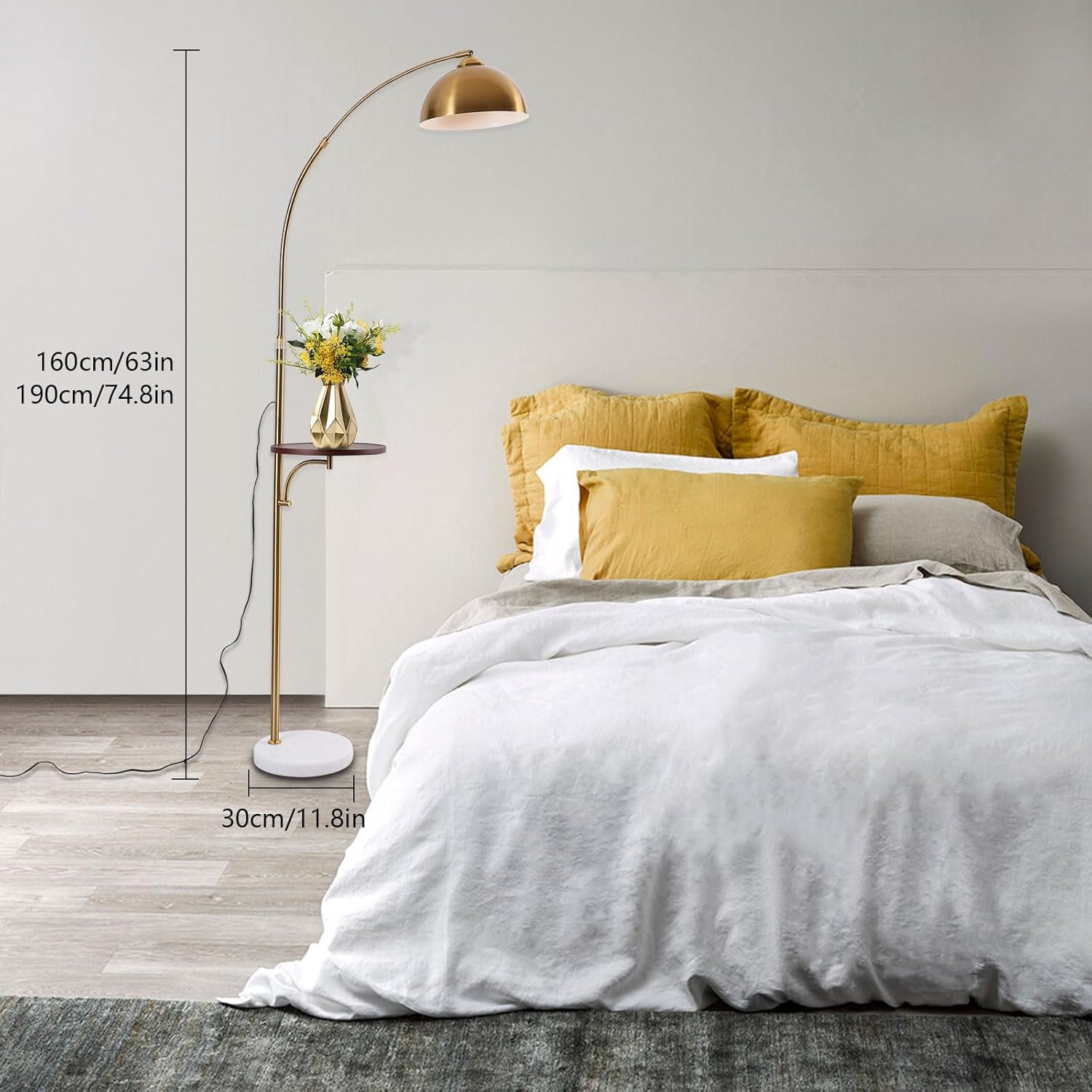 OUKANING Lámpara de pie de decoración industrial con lámpara de escritorio rústica de metal ajustable, lámpara de libro para sala de estar,