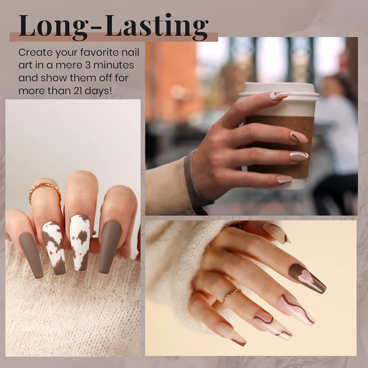 Beetles – Esmalte de uñas de gel, 1 unidad de 0.5 onzas líquidas, color gris y marrón, lámpara de uñas UV, esmalte de uñas LED, arte de uñas, salón
