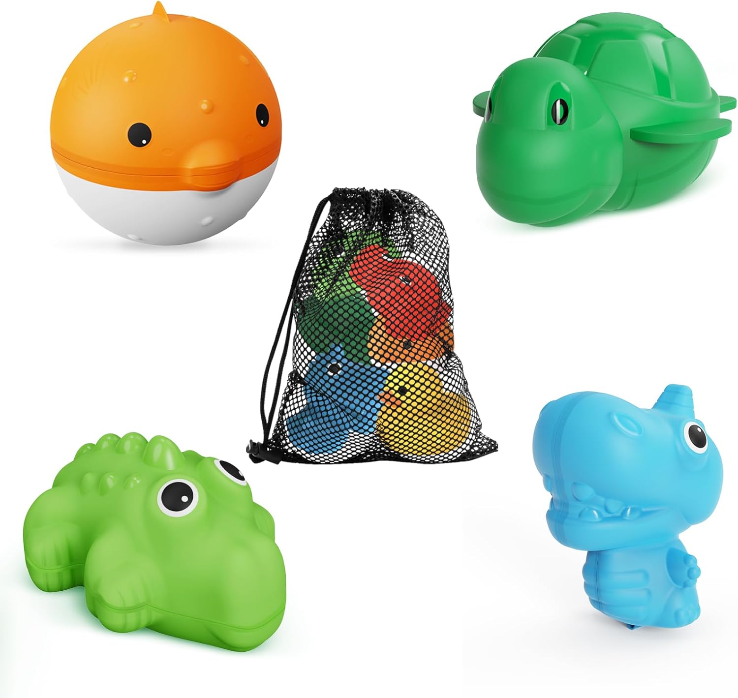 Juguetes de baño para bebés de 6, 12 y 18 meses, juguetes de baño con forma de animal, juguetes de baño de silicona suave, esenciales para el baño
