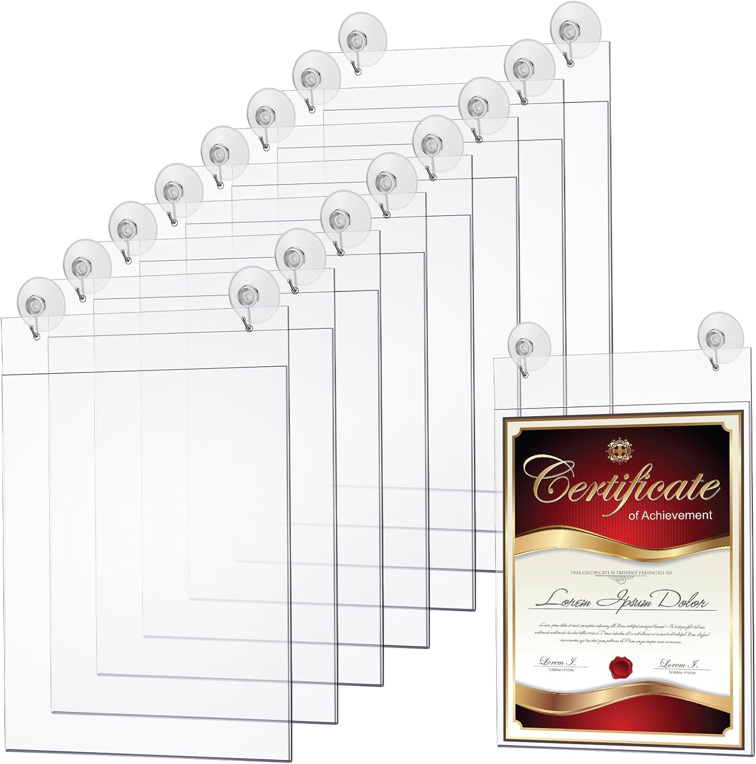 Suzile 4 letreros acrílicos para ventana, soporte para letrero de acrílico para colgar letreros de puerta de oficina de 8.5 x 11 pulgadas con