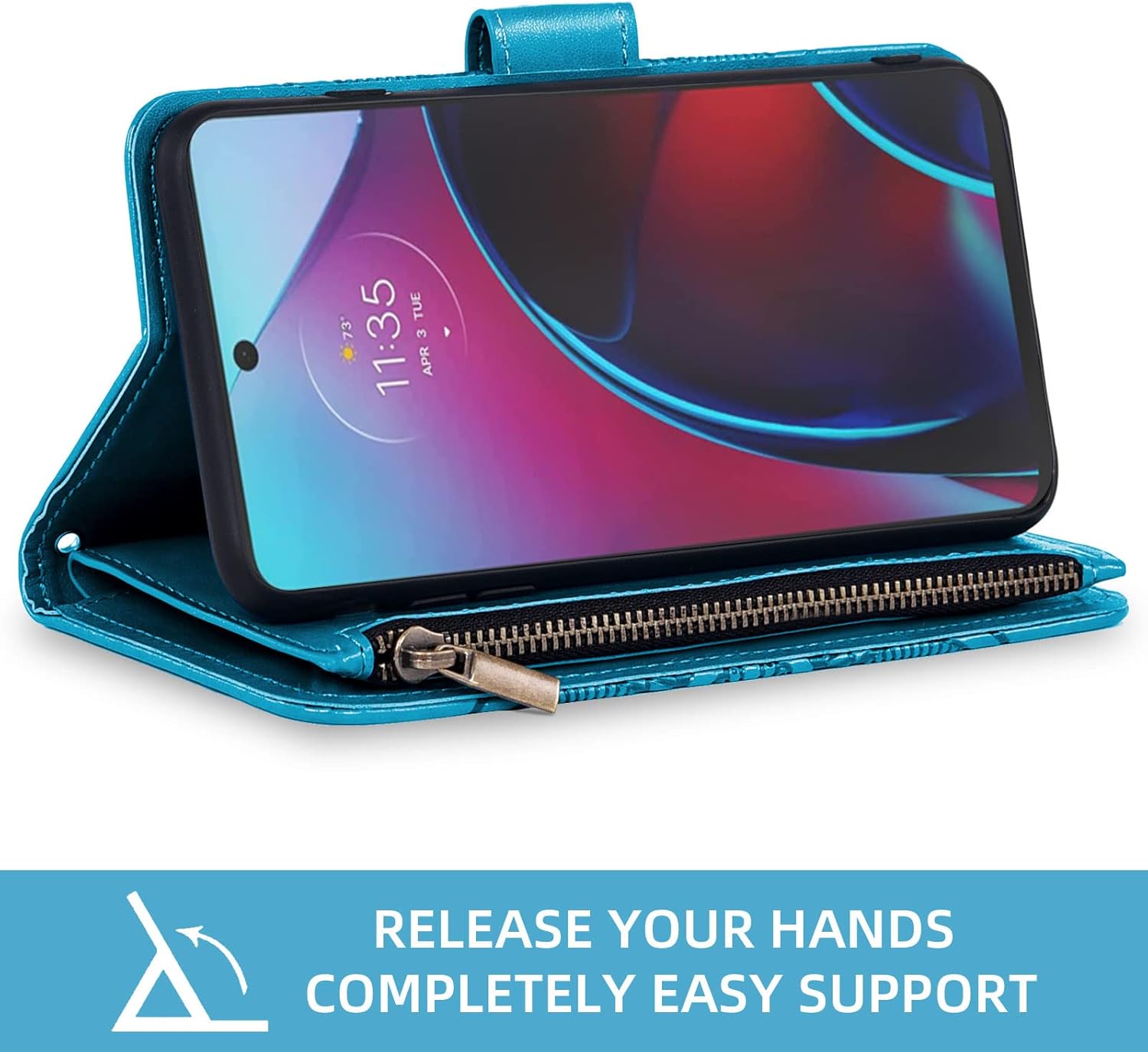 Asuwish Funda para teléfono Moto G Stylus 2022 4G con protector de pantalla de vidrio templado y soporte para tarjeta de crédito, accesorios para