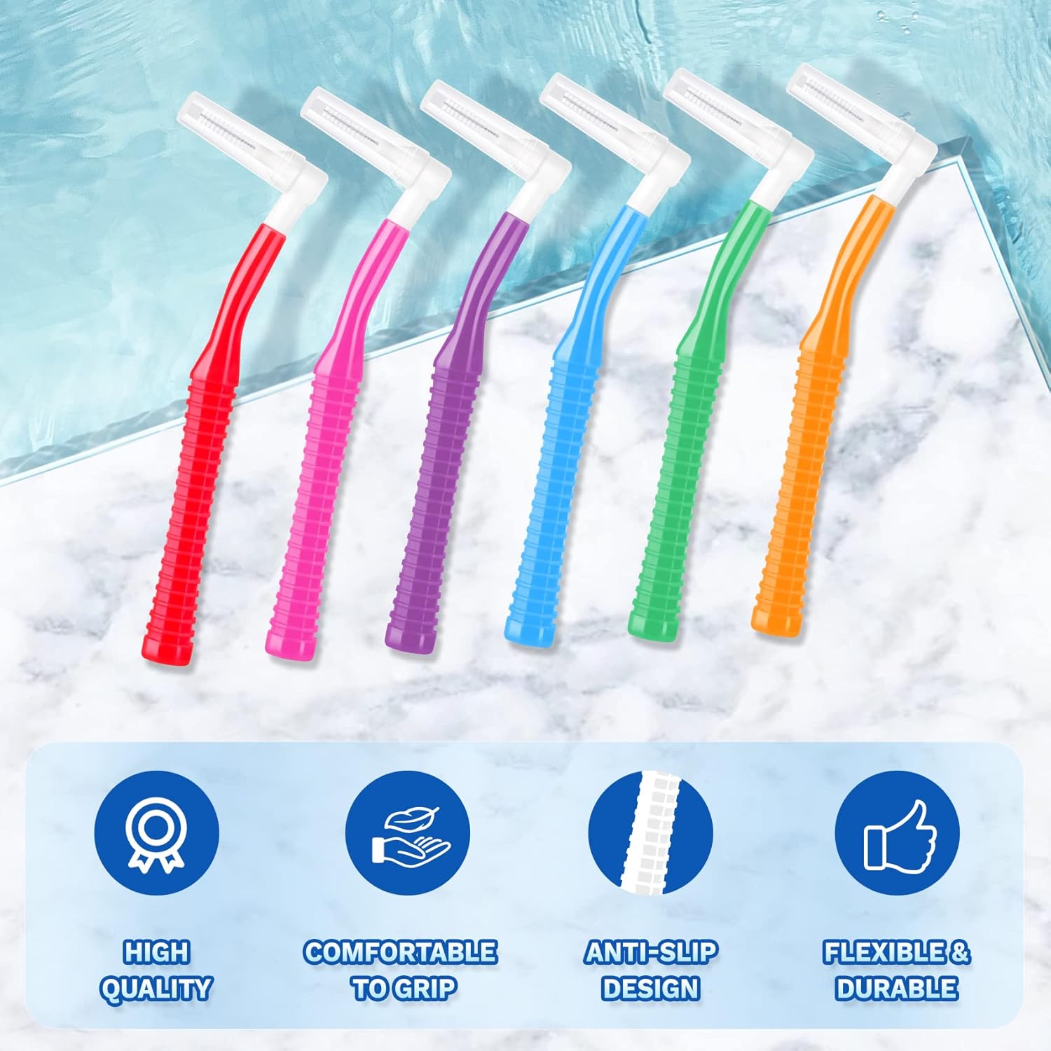 Annhua 60 cepillos interdentales con mango antideslizante, cepillo interespacial con tapa, cepillos de hilo dental (rosa, morado, azul, verde, rojo,