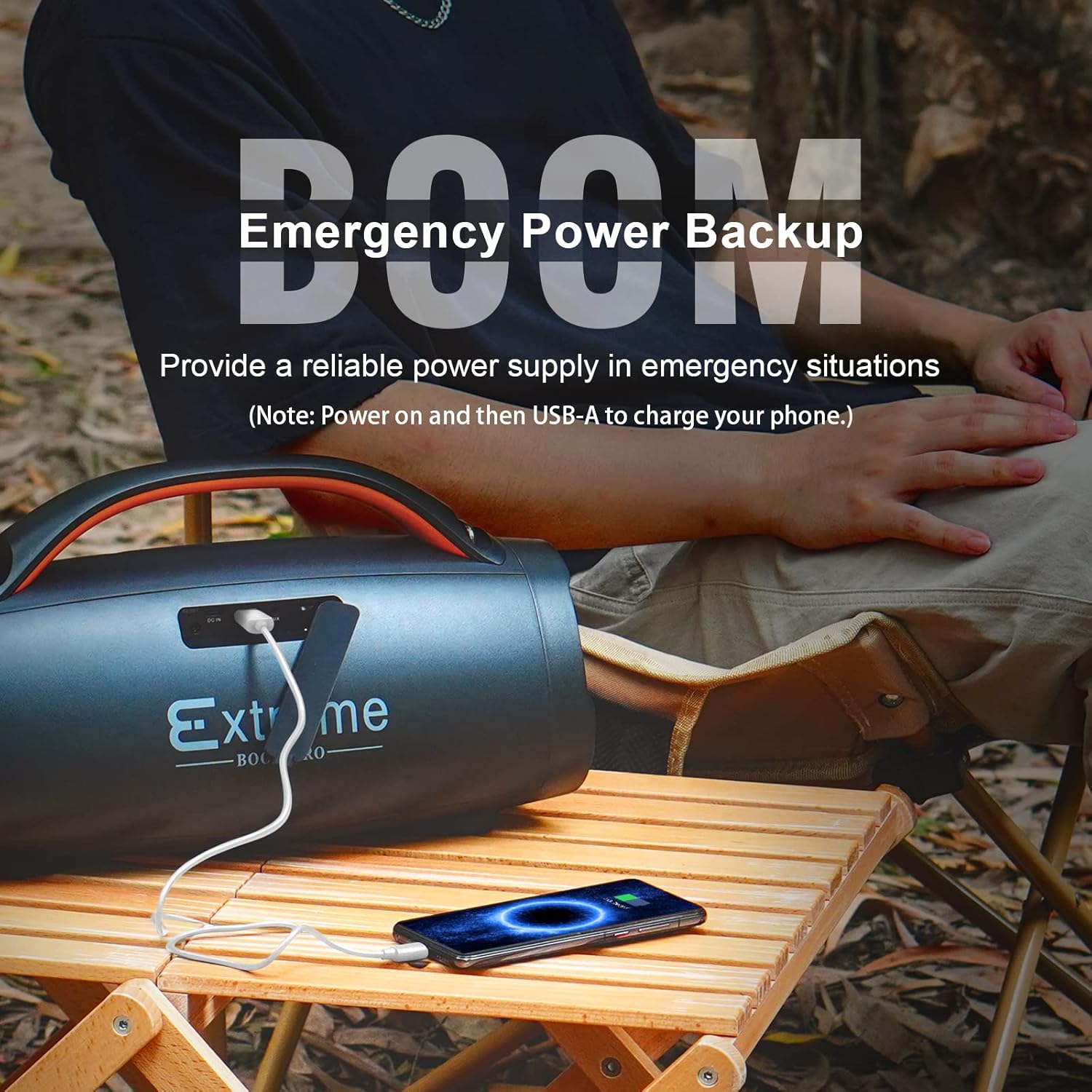 DOSS Extreme Boom+ IPX6 – Altavoz impermeable para exteriores con sonido masivo de 100 W, graves extra, tiempo de reproducción de 20 horas, banco de