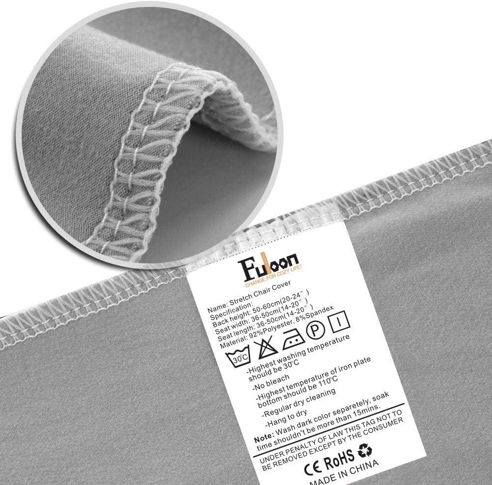 Fuloon – Juego de 6 fundas protectoras para sillas de comedor, elásticas, removibles, lavables, cortas, para hoteles, comedores, ceremonias,