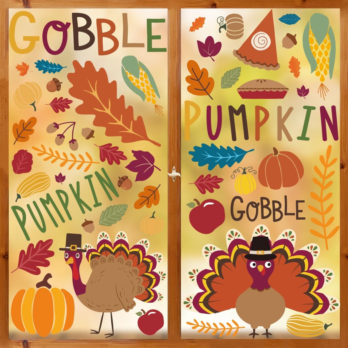 Horaldaily 125 calcomanías para ventana de otoño, cosecha de otoño de Acción de Gracias, hojas coloridas, calabaza, pavo, para suministros de fiesta