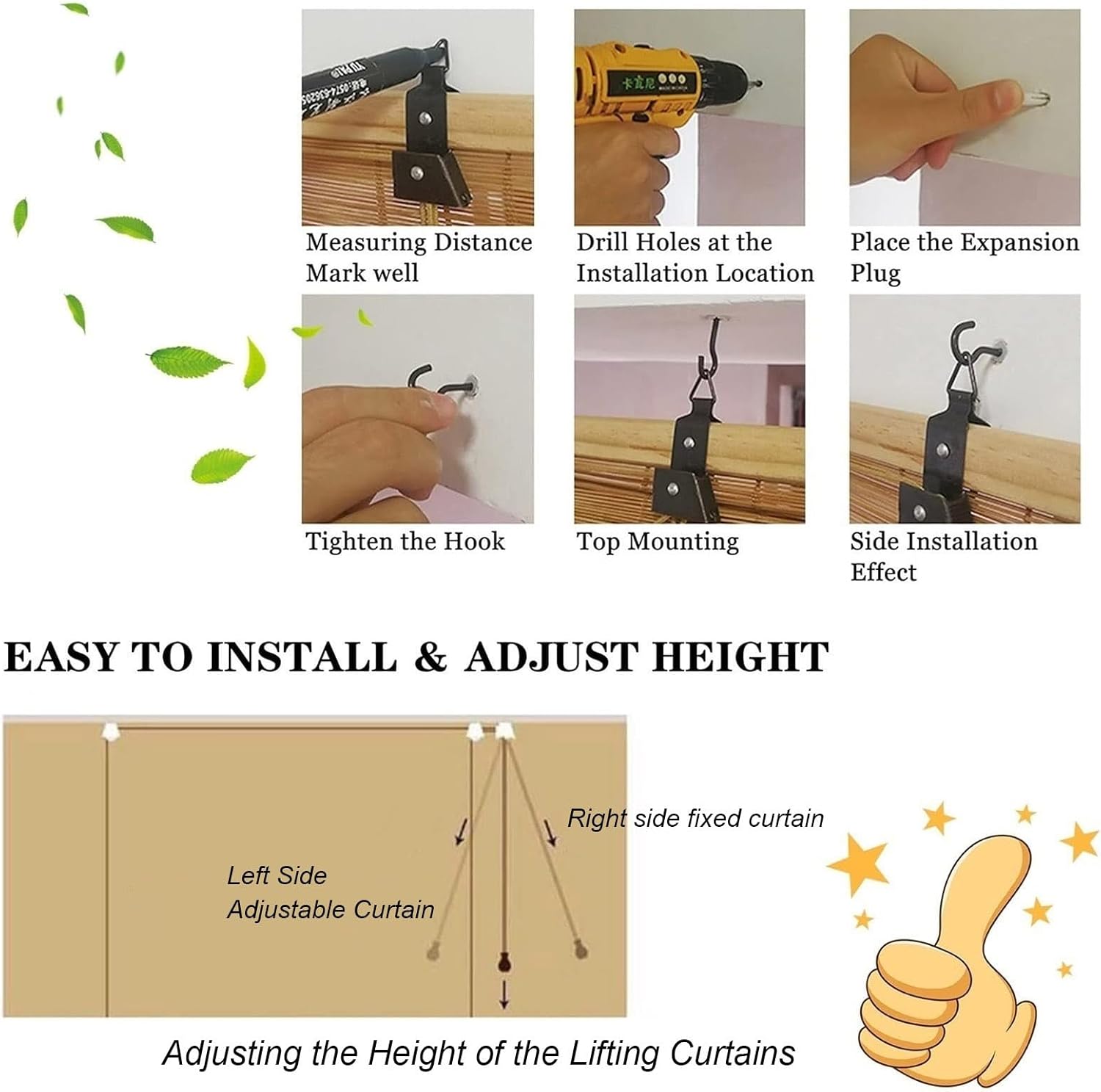 Persianas de patio enrollables para exteriores, persianas de bambú para patio al aire libre, persianas de caña de sombreado con aislamiento Thernal,