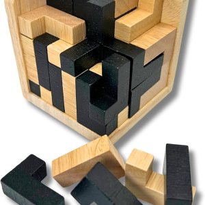 Cubo de rompecabezas de madera para el cerebro accesorios de oficina geniales para escritorio, rompecabezas de bloques y rompecabezas de cubo para Cubo de rompecabezas de madera para el cerebro accesorios de oficina geniales para escritorio, rompecabezas de bloques y rompecabezas de cubo para