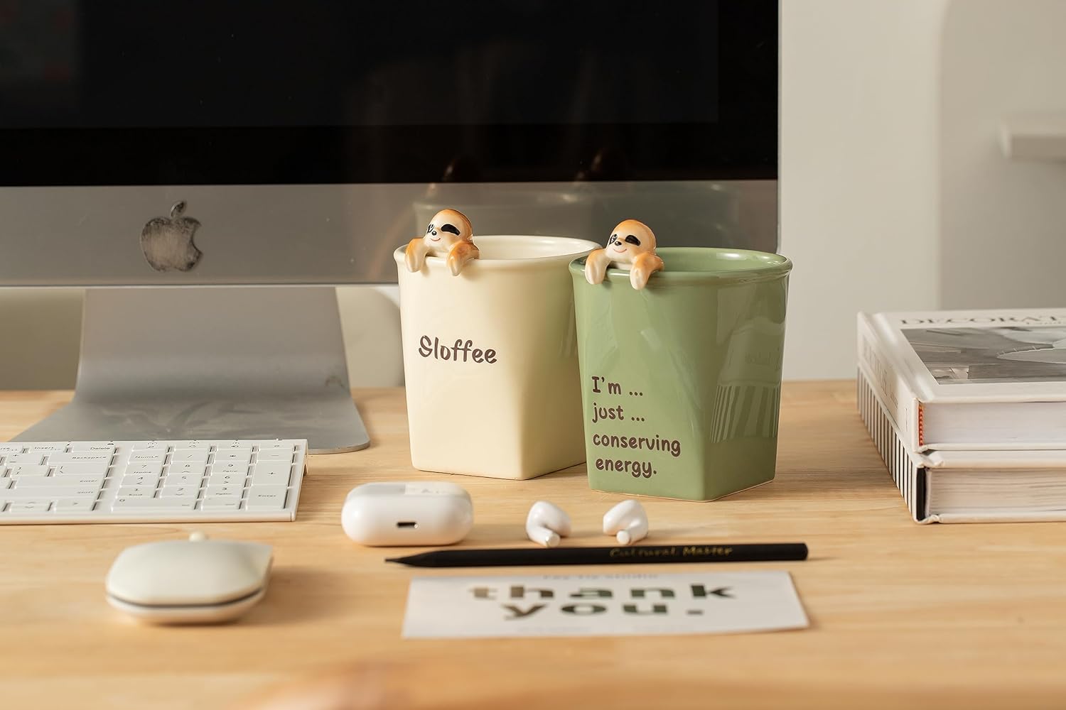 DIHOclub Taza de cerámica divertida en 3D de perezoso para mujeres y hombres, regalo para mejores amigos y compañeros de trabajo (verde claro)