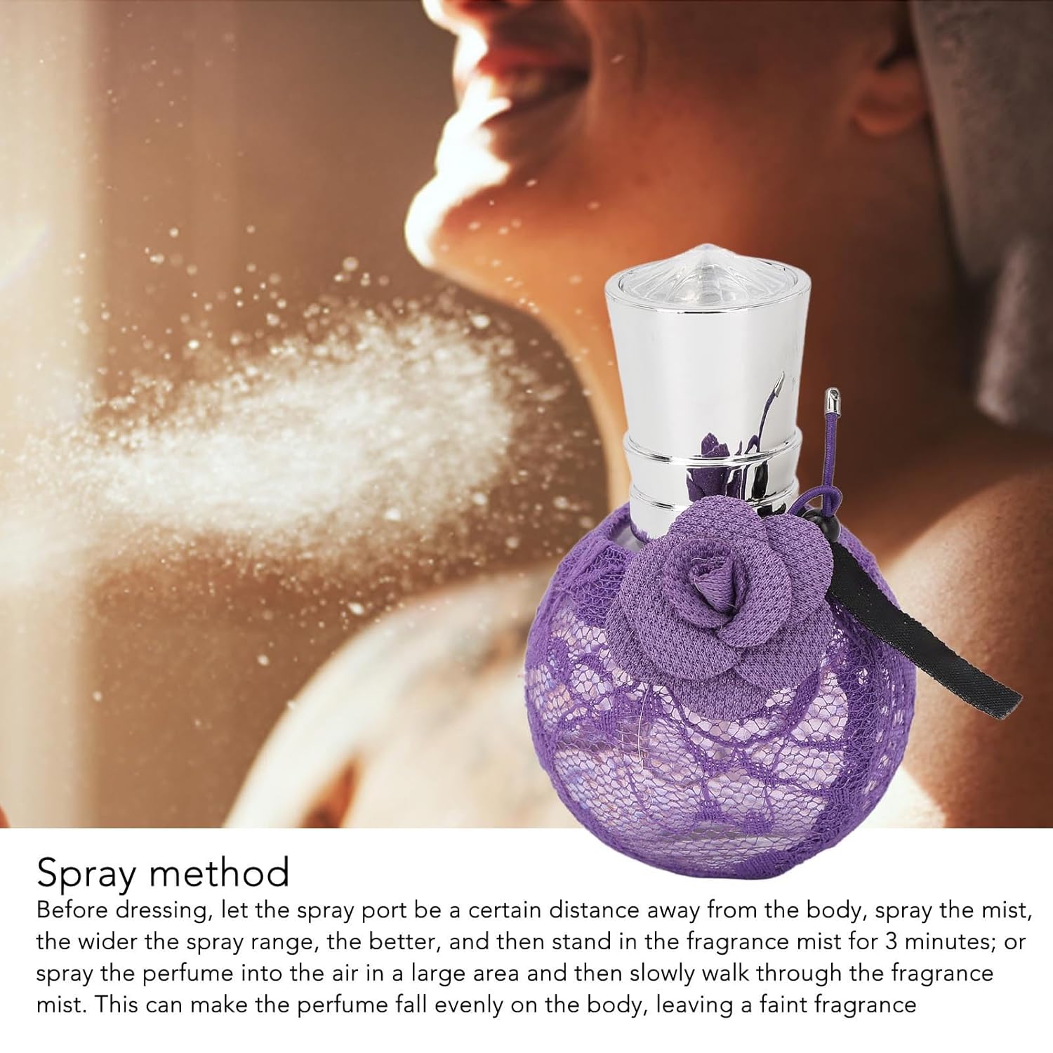 Perfume para mujer, fragancia de larga duración, color morado, encaje rosa, perfume para viajes, fiestas, al aire libre, fragancia en aerosol