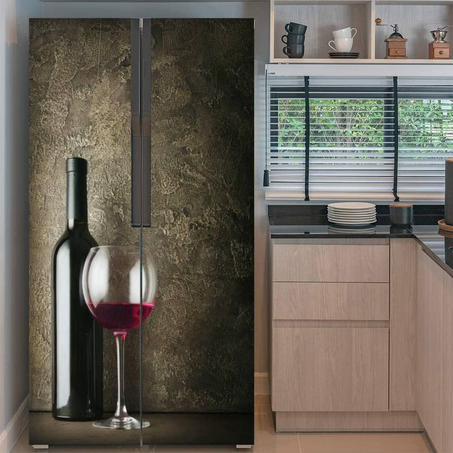 Juego de envoltorios de vinilo autoadhesivos para nevera, botella de vino tinto para degustación de la puerta de bodega, adhesivo extraíble para