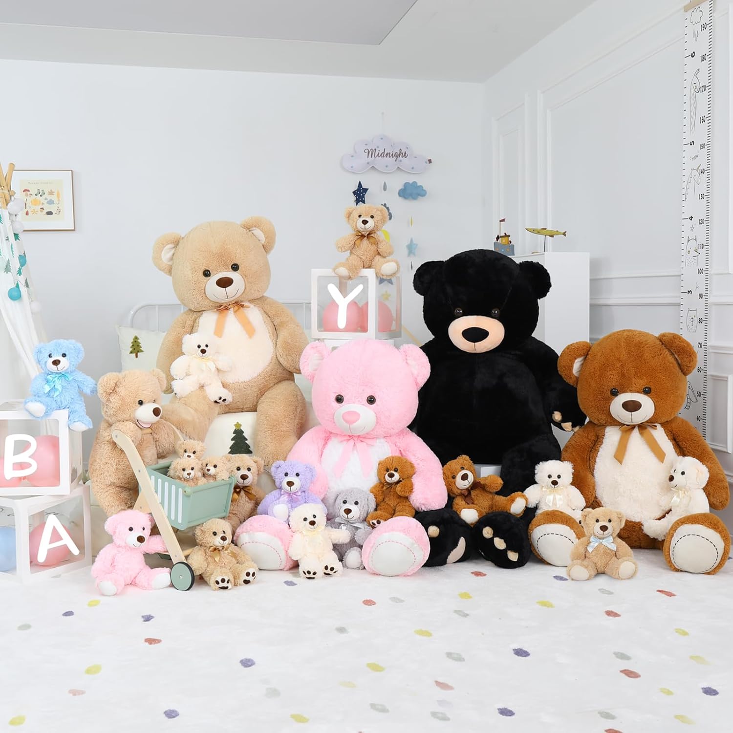 MorisMos Oso de peluche gigante de 4 pies, 51.8 pulgadas, oso de peluche grande para baby shower, oso de peluche marrón grande para niñas y niños,