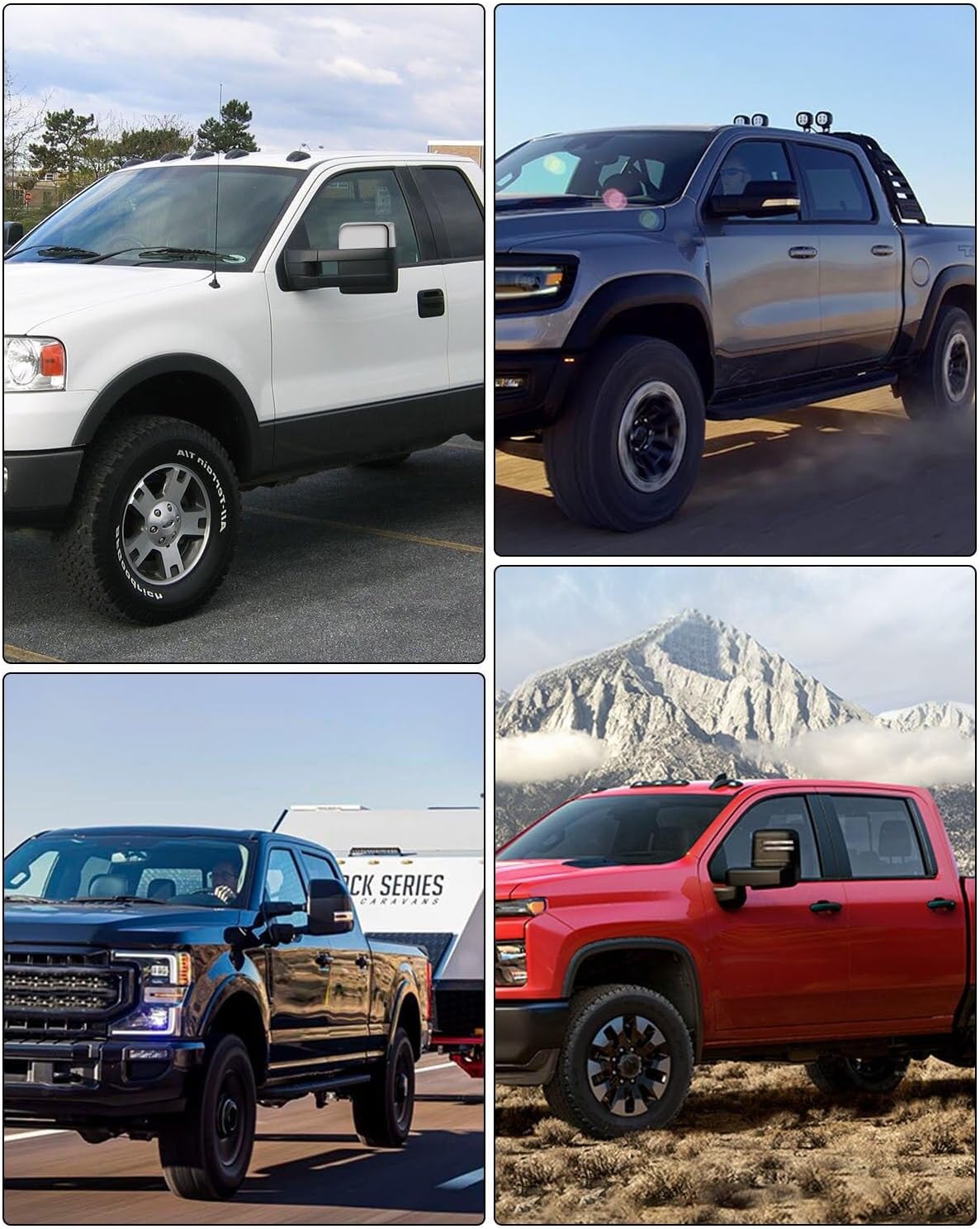 ECCPP Espejos de remolque compatibles con Ford 2004-2014 para camioneta F-150 con control de potencia lateral izquierdo y derecho, señal de giro de