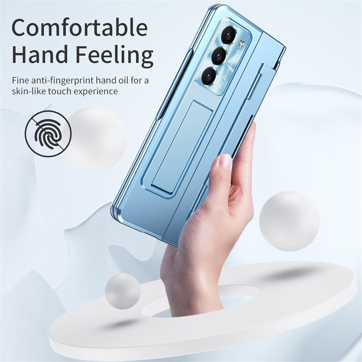 Funda para Samsung Galaxy Z Fold 5 2023, carcasa de una pieza Z Fold5 con función atril y protector de pantalla, protección completa (azul)