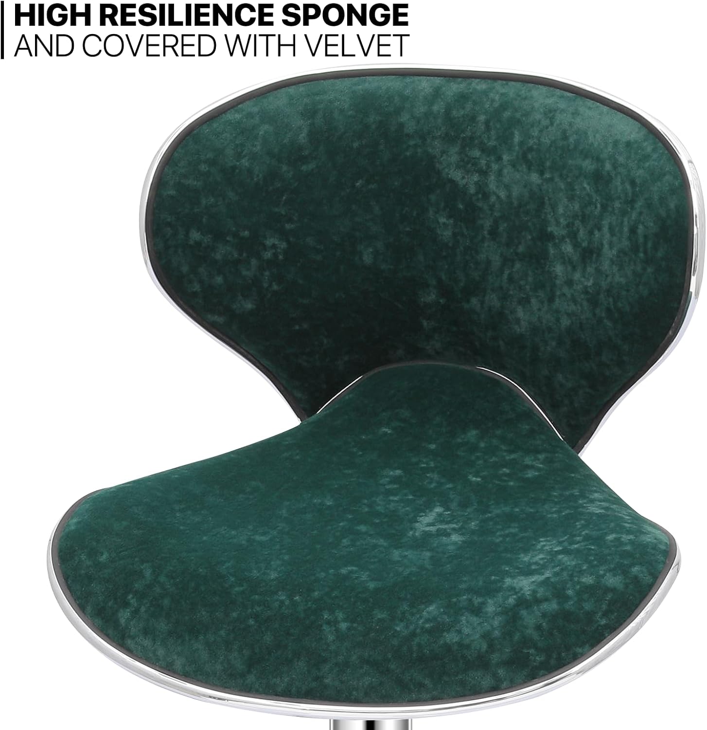 MoNiBloom Juego de 4 taburetes de bar de terciopelo verde, elegantes taburetes de bar de altura de mostrador con función giratoria, base de metal
