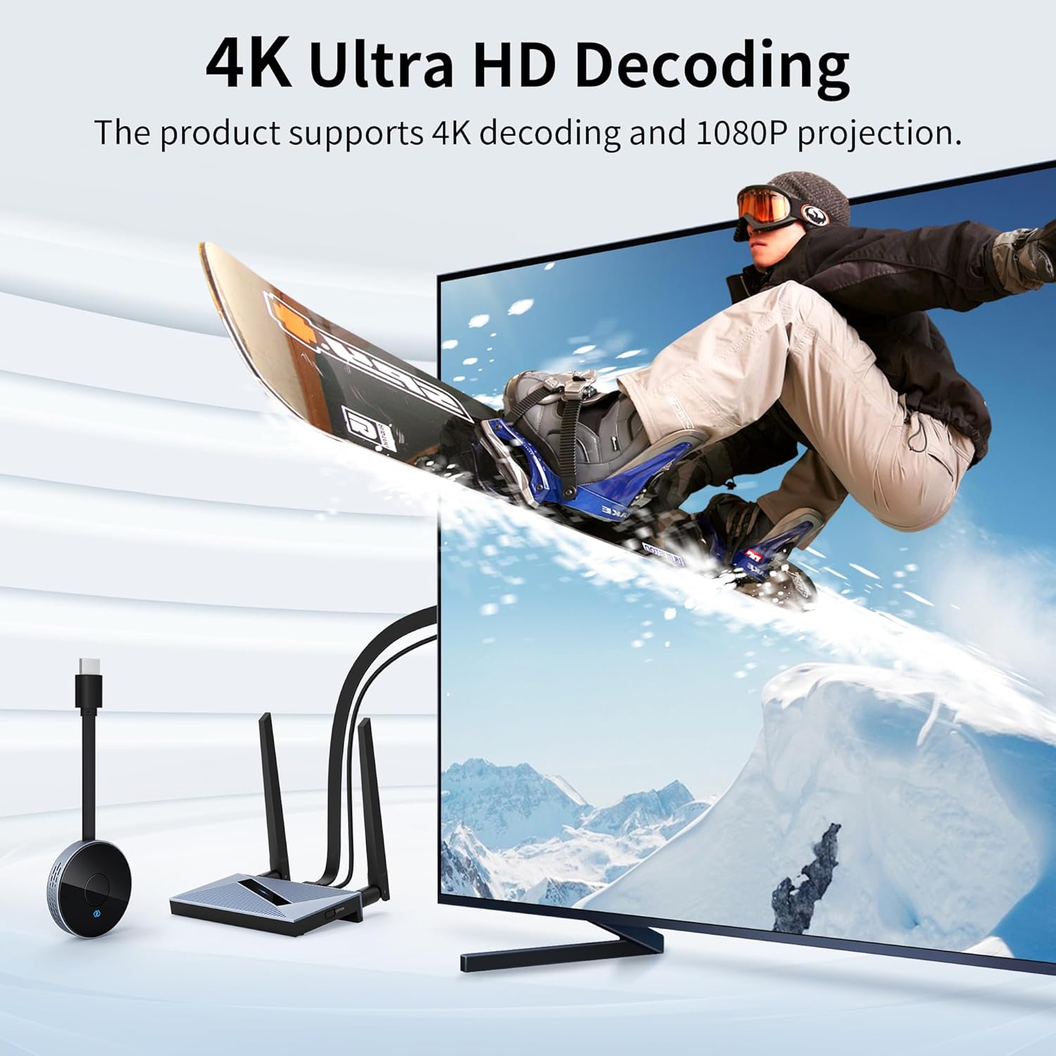 Transmisor y receptor HDMI inalámbrico con convertidor HDMI inalámbrico adaptador dongle adaptador, soporte Plug and Play, decodificación 4K de 2.45