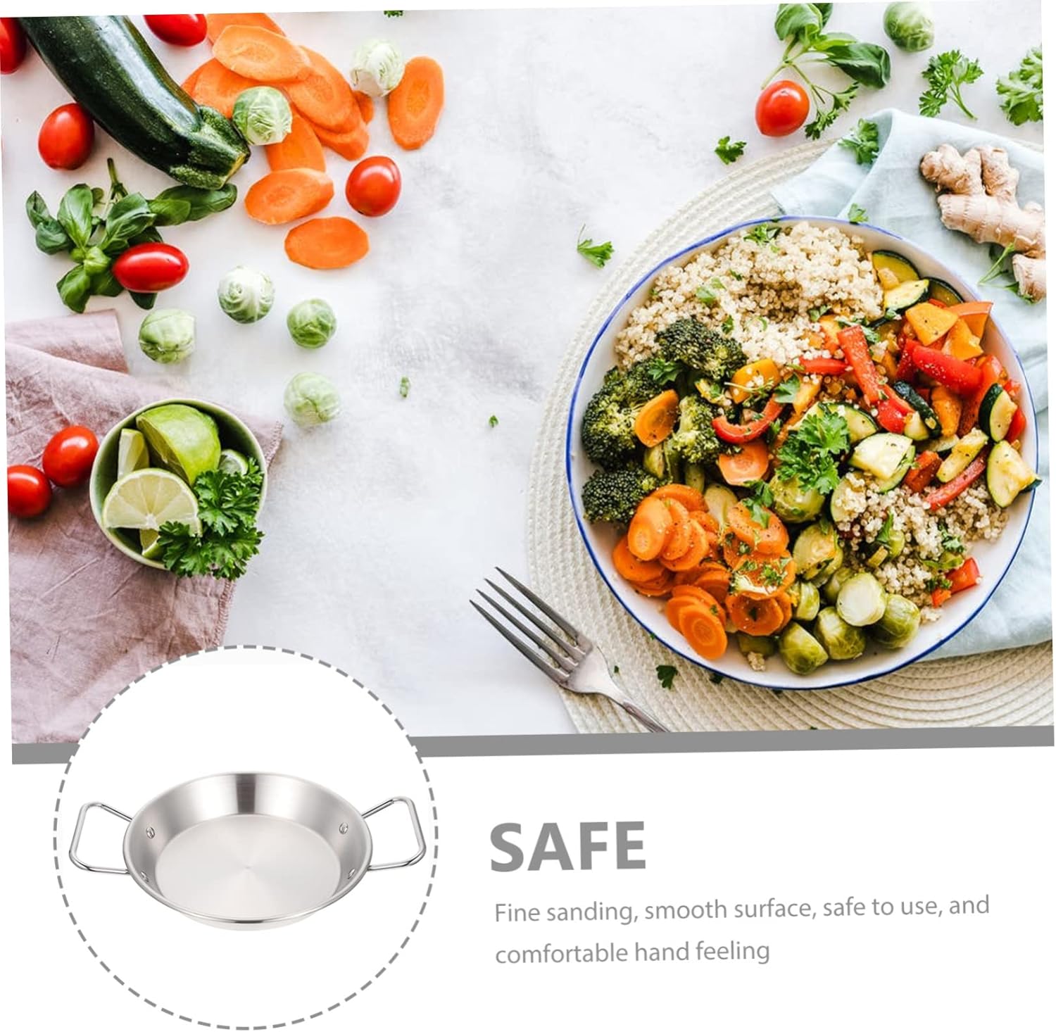 Luxshiny Bandeja frita de acero inoxidable para comida de fiesta de cocina de arroz para niños