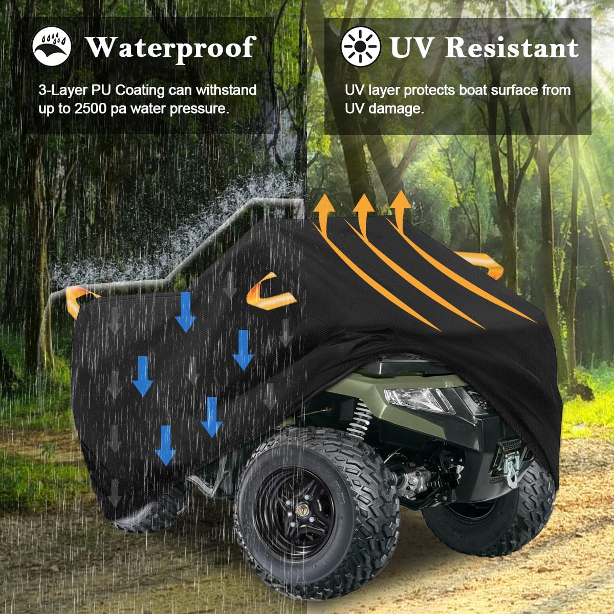 Funda impermeable para ATV 300D 4 ruedas, para todo tipo de clima, para exteriores, para Polaris Kawasaki, Suzuki, Honda-L