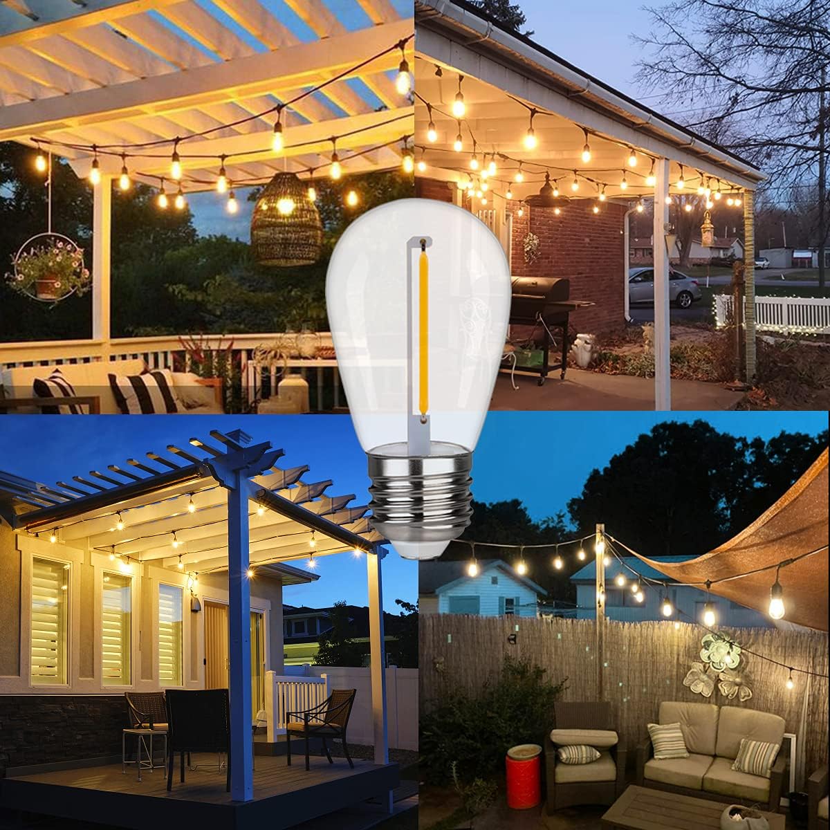 Paquete de 25 bombillas LED S14 para tiras de luces al aire libre, inastillables, equivalente a 10 W, bombilla LED para reemplazar bombillas de