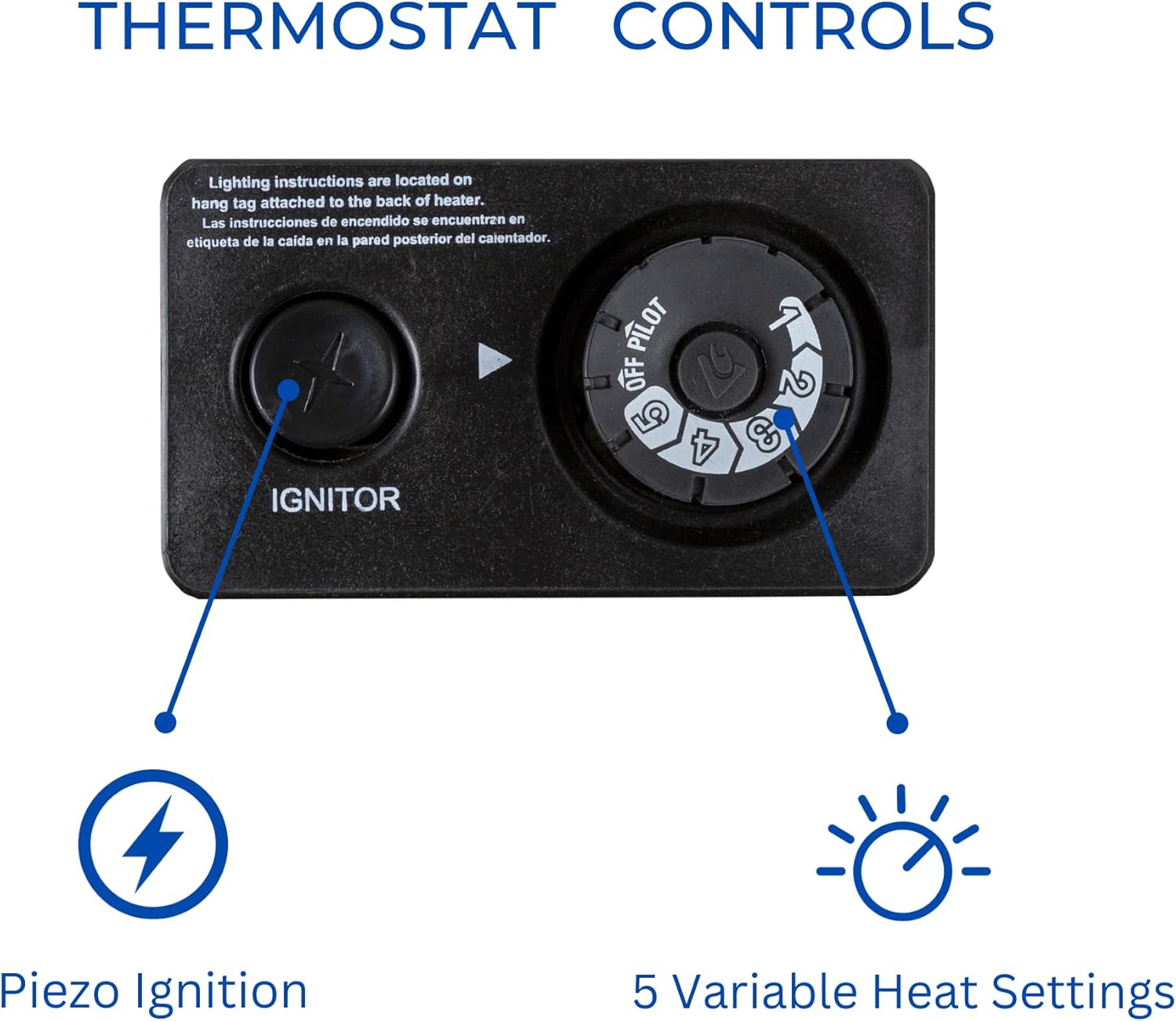 ProCom ML200TBA-B – Calentador de espacio de llama azul a gas propano sin ventilación con control de termostato para uso doméstico y oficina, 20000
