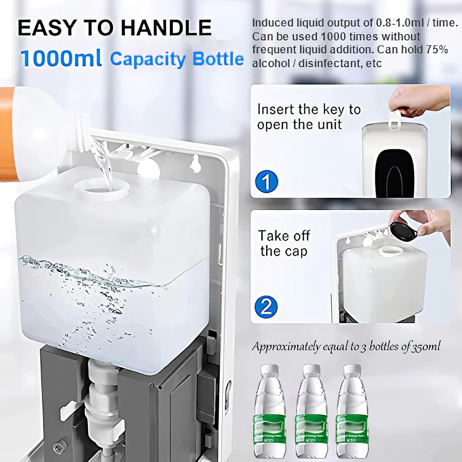 Jewaytec Dispensador automático de desinfectante de manos para montaje en pared, dispensador líquido de desinfectante de manos, dispensador de jabón