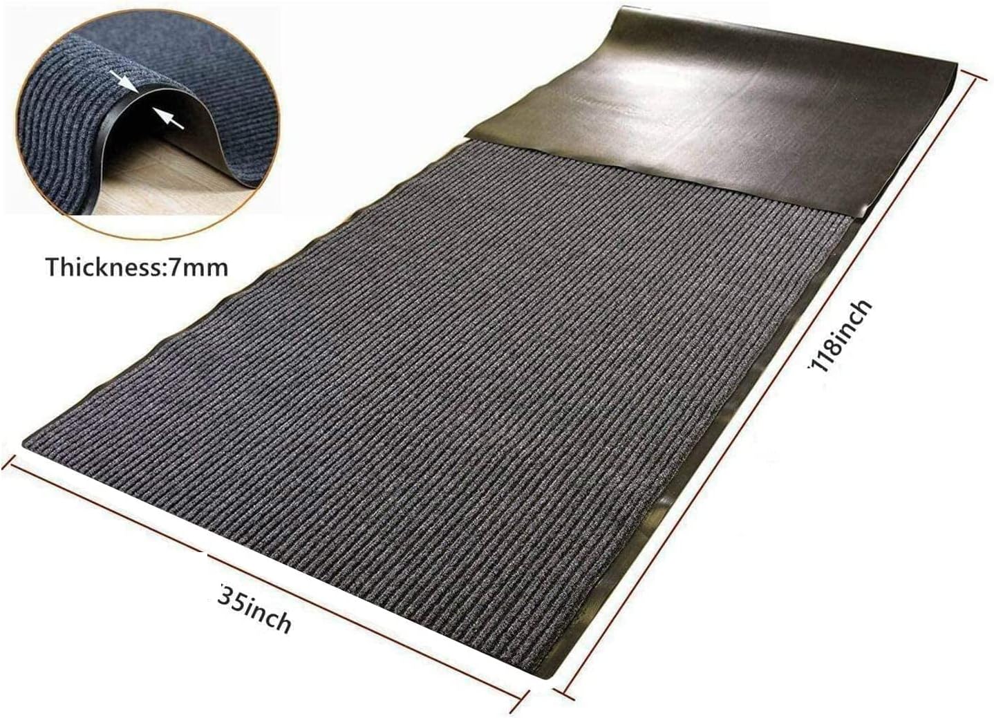 Tapete de entrada de grado comercial de 3 x 10 pies, para interior y exterior, color negro, ahumado, resistente, con parte trasera de goma, cepillo