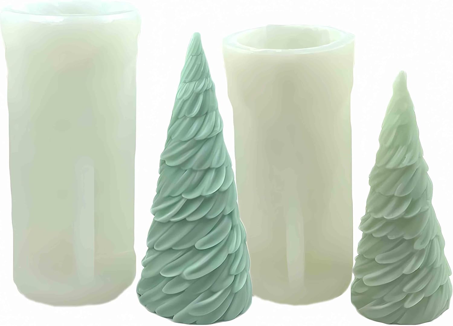 JIBEVEYYI 2 moldes para velas de árbol de Navidad, hecho a mano, molde de adorno para velas de cera, jabón, manualidades, pastel, chocolate,